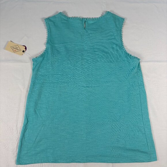 NWT St. John's Bay Aqua Eyelet Embroidered Yoke Tanktop. Size Medium. MSRP $27 - Picture 2 of 6